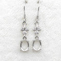 Sterling Silver 6*8mm Semi Mount Hook Earrings Empty Support Blank Claws Setting S925 Base Without Center Stone for DIY Inlay
