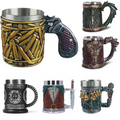 Medieval Retro Mug M01 Knight Templar Mug Stainless Whiskey Resin Novelty Water Beer Mug Collection for Promotional Gifts
