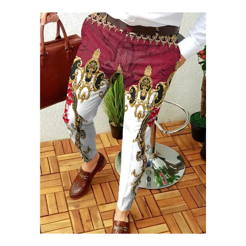 Autumn Men's Printed Pencil Pants Casual Breathable Plus Size
