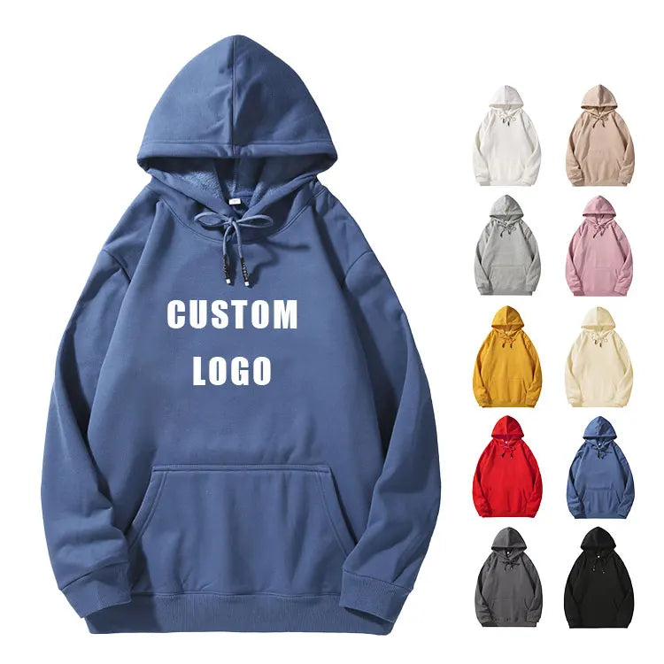 High Purity Cotton Anti-pilling Men's Pullover Hoodies With Fleece Inner Unisex Thick Winter Hooded Sweatshirts With Custom logo