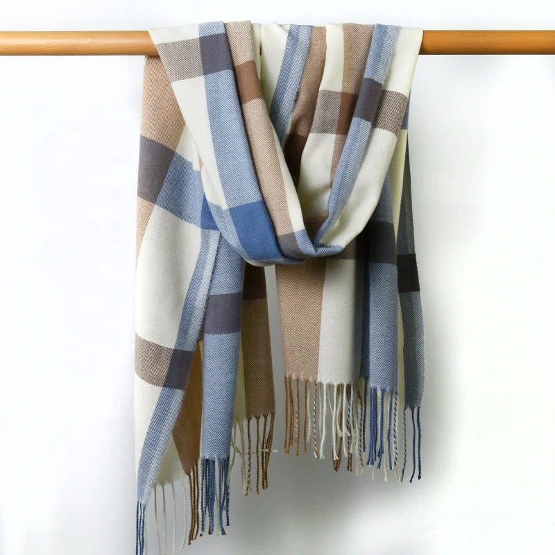 Zifeng OEM La Oracion Talit Chal Winter New Fashion Plaid Hijab Woman Cashmere Hijab Shawl