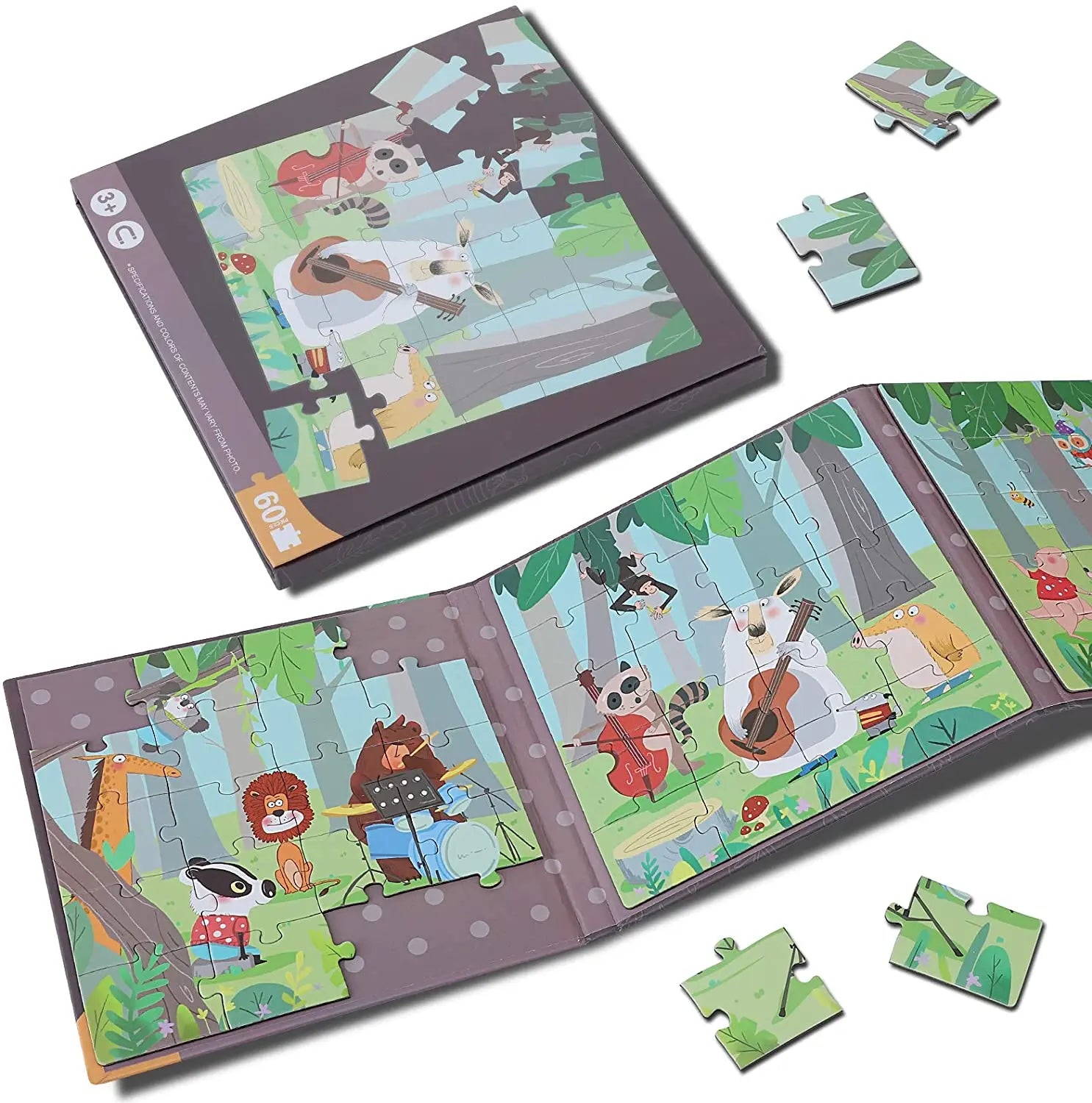 Magnetic Puzzles for Kids Forest Wooden Jigsaw Puzzles Book for Toddlers Preschool Educational and Learning Toys