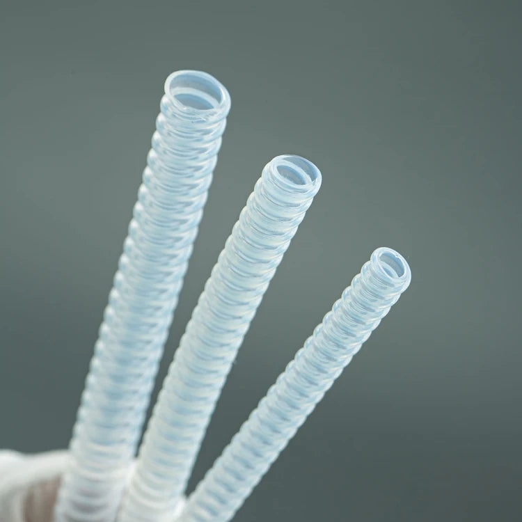Professional Convoluted PTFE Tubing Reinforced with Stainless Steel Wire Ptfe Corrugated Tubing Pipe Ptfe