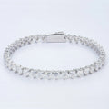 Trendy Jewelry Silver Bracelet Rhodium Plated 4*4mm Heart Shape D VVS1 Moissanite 3-prong Setting Tennis Link Chain for Women