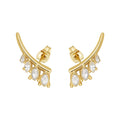 Latest Women Party 18K Gold Plated Stainless Steel Jewelry Oval Zircon Minimalist Stud Earrings