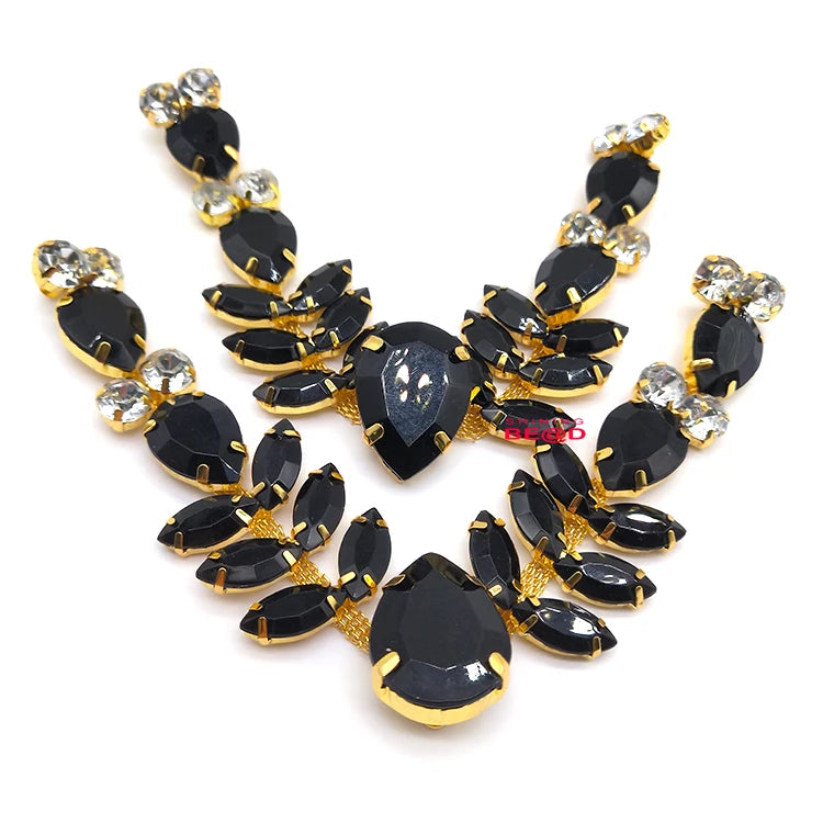 Wholesale Cheap Gold Metal Beach Slippers Accessories Black Acrylic Crystal Rhinestone Shoe Chain for Women Sandals Decoration