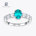 Rochime High End 925 Sterling Silver Rhodium Plated 1.4 Ct Lab Grown Paraiba Rings Fashion Jewelry for Women