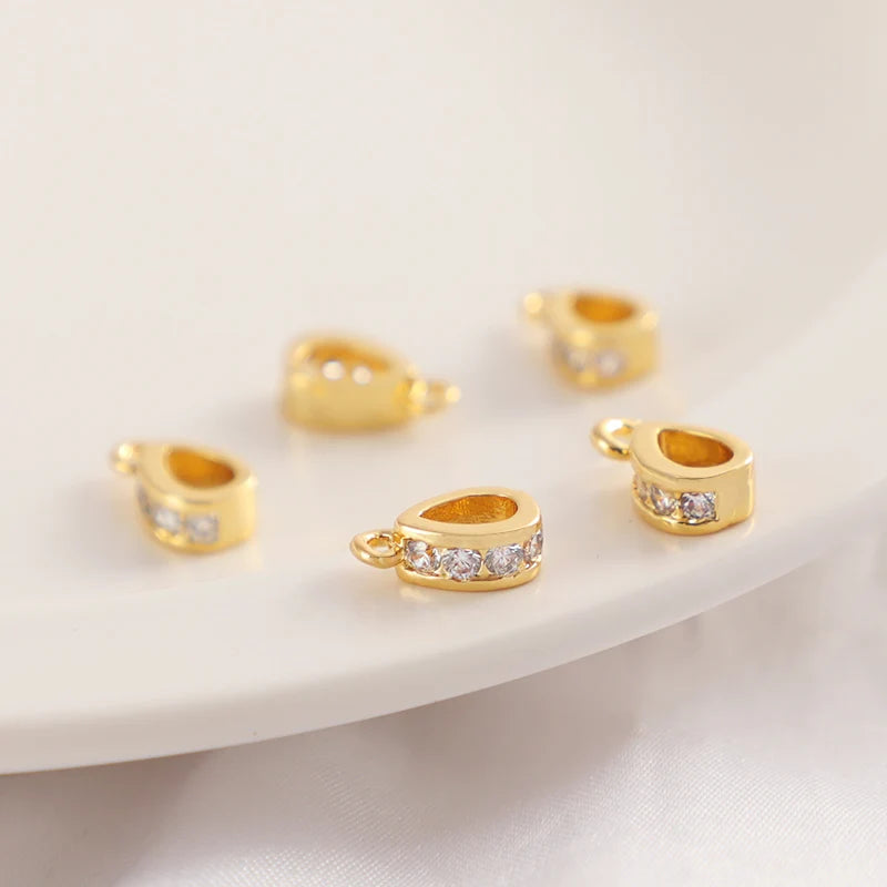 Jewelry Clasp Brass 18K Gold Plated Melon Seeds Clasp DIY Jewelry Accessories Waist Chain Zircon Pendant Clasp