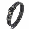 Customized charm Skull bracelet men stainless steel Magnetic Leather Gold jewelry charms Bracelet for man