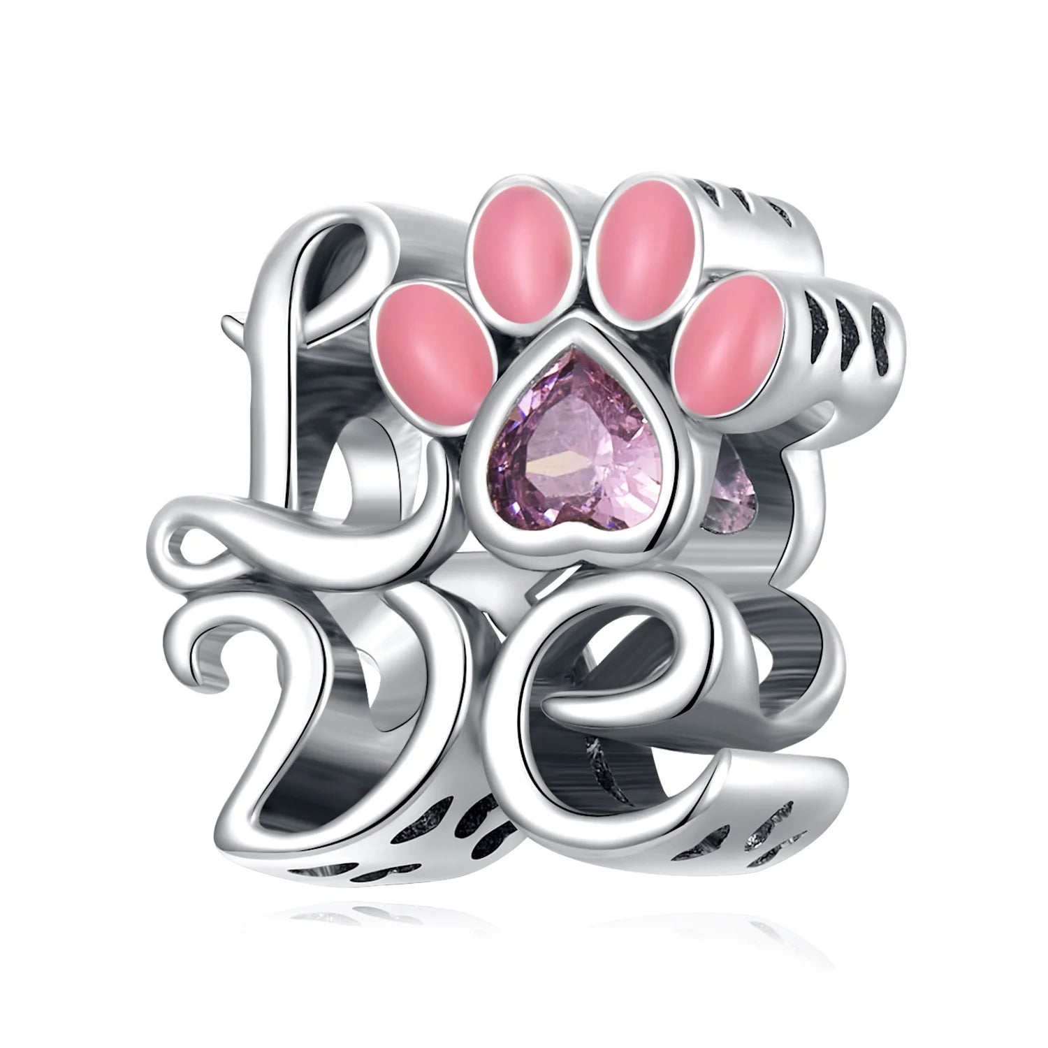 Factory 925 Sterling Silver Love Cat Claw Bead Charm Fit Bracelet Fashion Jewelry DIY Animal Footprint Pendant for Women SCC2339