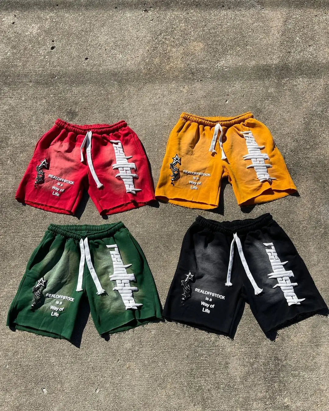 OEM Custom Puff Printing Distressed Embroidery Oversized Short Drawstring Acid Wash Raw Edge Vintage Jogger Sports Mens Shorts