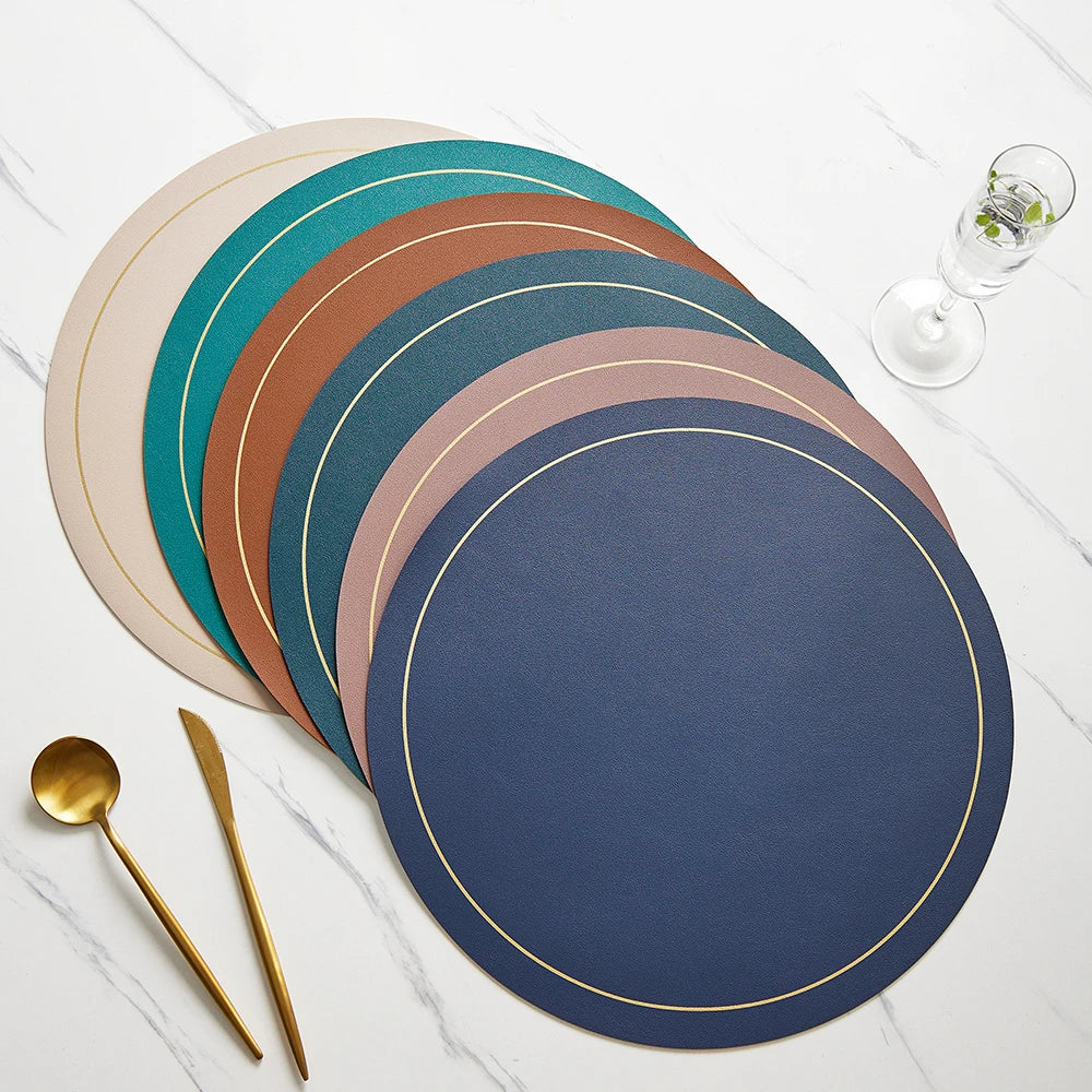 Tabletex  Double Sided Valuable PU PVC Faux Vegan Leather Table Mat Placemats Vegan Leather Changing Mat for Dining