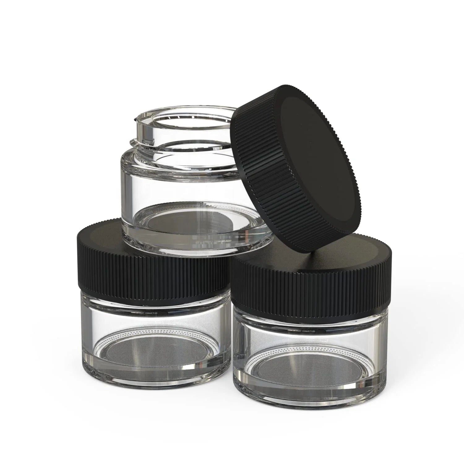 Wholesale 3ml 5ml 7ml 9ml Transparent Round Child Proof Safe Concentrates Glass Empty Container Jars With Child Resistant Lid