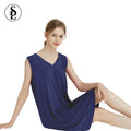 Wholesale Thermal Knitted Bamboo V-Neck Short Sleeve Nightgown Sleepwear for Women Summer Spring