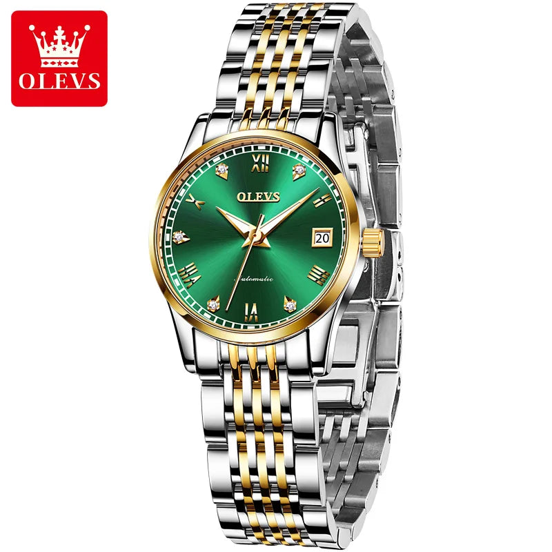 OLEVS 6602  Fashion Mechanical Automatic Skeleton Lady Fashion Luxury Watch Women