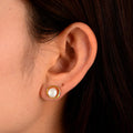 French Geometric Women's Fashion Pearl Stud Earrings Pure Silver Gold Plating Rhodium-Plated Hollow Pearl Studs for Engagement
