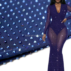 F003 Wholesale Rhinestone Fabric by the Yard Fashion Crystal Mesh Rhinestone Fabric