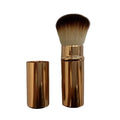 Private Label Vegan Kabuki Makeup Synthetic Hair Rose Gold Retractable Travel Foundation Blush Bronzer Powder Metal Handle Face