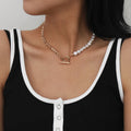 Fashion Cool Wind Simple Niche Hip Hop Collarbone Choker French Multi-layer Chain Pearl Necklace