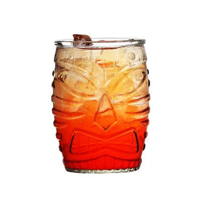Wholesale American Hawaii Tiki Glass Cup Creative Tropical Cocktail Mug Funny Face Tiki bar Juice Cup