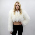 QC24025 Ladies Trendy Cropped Mongolian Lamb Fur Coat