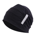 Wholesale Custom Logo Hair Accessories Autumn Cotton Fitted Hats Beanie Headscarf Turban Soft Diamond Turbans for Women Men