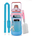 2000ML time marker jug with neoprene holder BPA free plastic water jug with shoulder strap fashion water bottle with sleeves