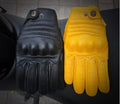 OEM Winter Retro Riding Gloves Cowhide Plus Velvet Warm Touch Screen Motorcycle Gloves