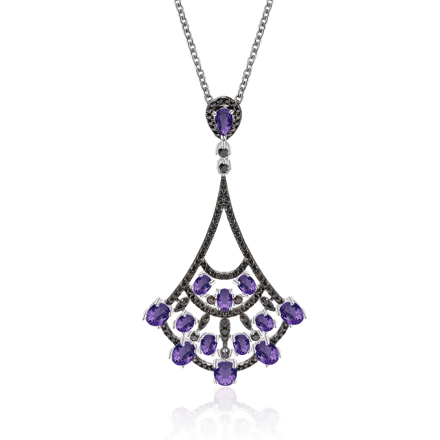 W0317 Abiding Fine Jewelry Elegant 925 Sterling Silver Multi Natural Amethyst Gemstone Pendant for Gift