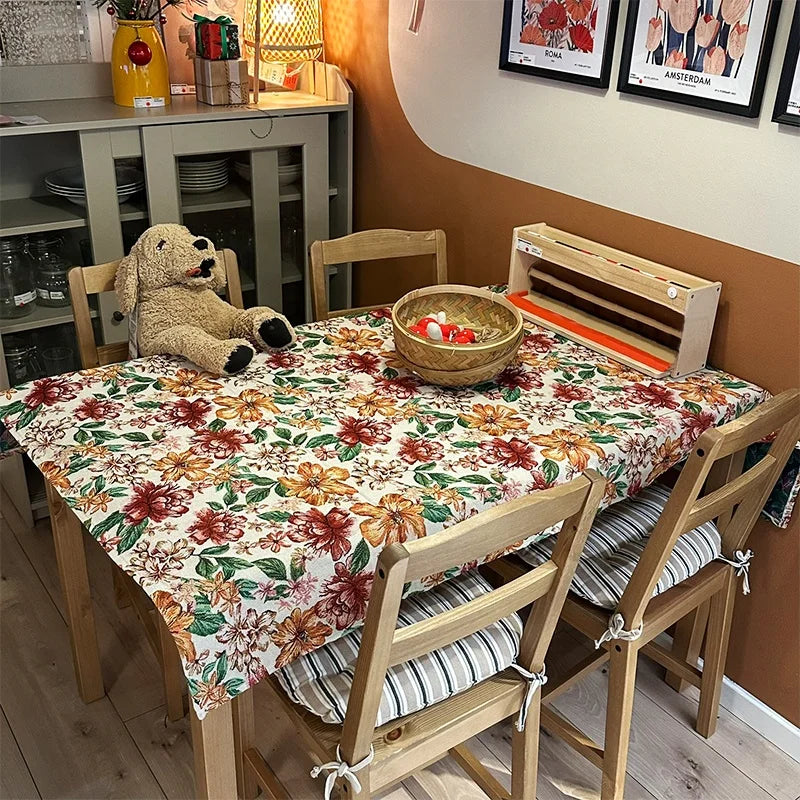 Wholesale Custom Woven Floral Jacquard Polyester/Cotton Dirt-Proof Square Tablecloth Fabric Modern Style Tapestry Home Holiday