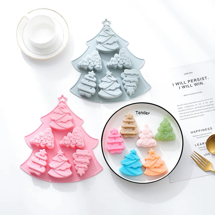 3 Different Christmas Tree Silicone Molds for Holiday Baking DIY Cake Tools for Decor Packaged in Bag for Commercial Food Use