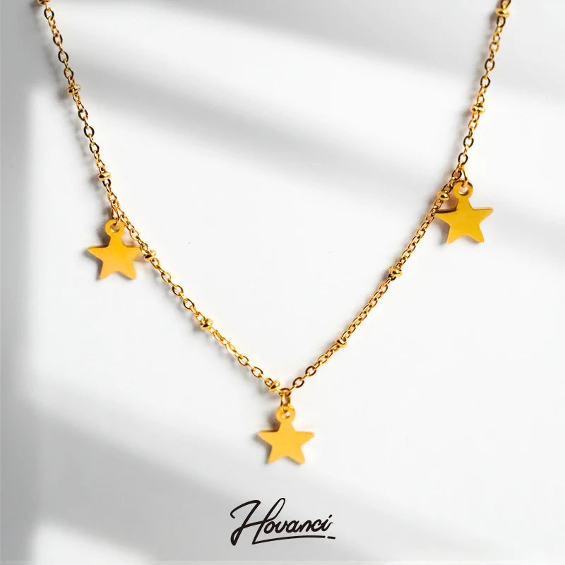 HOVANCI 2020 Trendy Simple Collar Star Necklace Dainty Choker Chain Full Star Necklace for Women