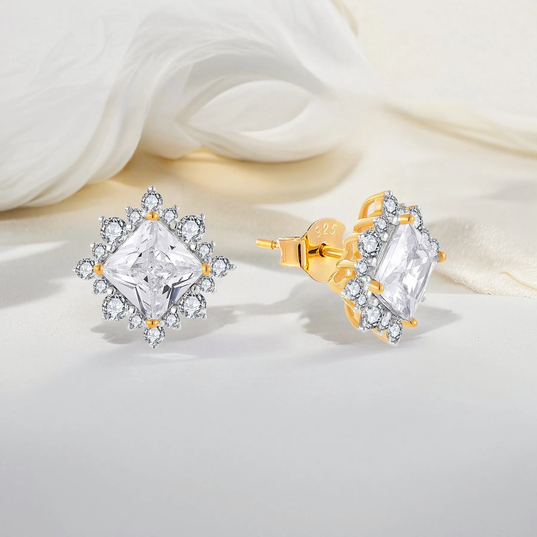 QX Custom OEM Fine Jewelry Luxury Flower 18k Rose Gold Plated 925 Sterling Silver Vintage Studs Earrings for Woman