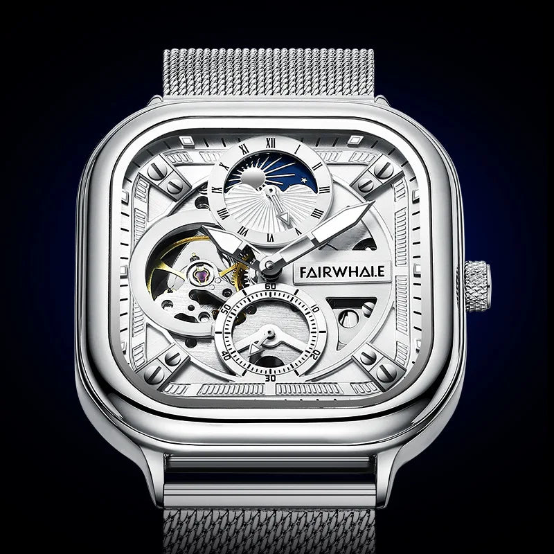 2022 Latest Design Luxury Waterproof 3 Colors Men Automatic Watch Moonphase Premium Wristwatch Tourbillon Movement Watches