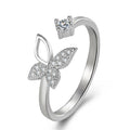 Wholesale Fashion Copper Alloy Zircon Bead Pave Open Cuff butterfly Finger Ring Jewelry Women China Manufacturer Supplier