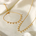 New Trend Clear Zircon Charms Choker Stainless Steel 18K Gold Plated Bead Chain Round Zircons Necklace