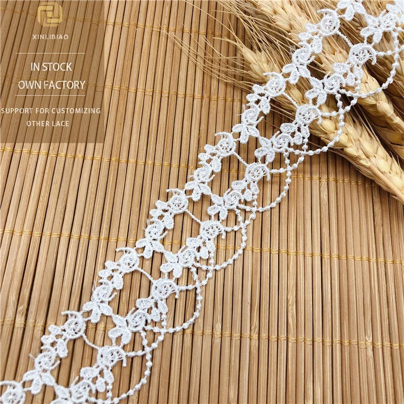 Factory Direct Sales Double-Line Flowers Polyester Wearable Ribbon French Lace Eco-Friendly Garment Accessories for Shoes