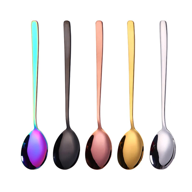 Golden Plated 18/0 Stainless Steel Spoon Fork Set Luxury Thickened Flatware for Western Restaurant Coffee Shop Cutlery