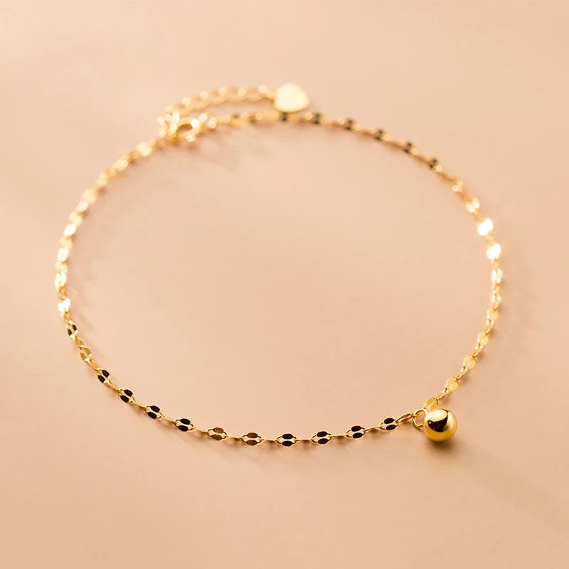 Authentic 925 Sterling Silver Fashion Minimalist Sweet Beads Chain Anklets for Women Wife Best Friend Gift