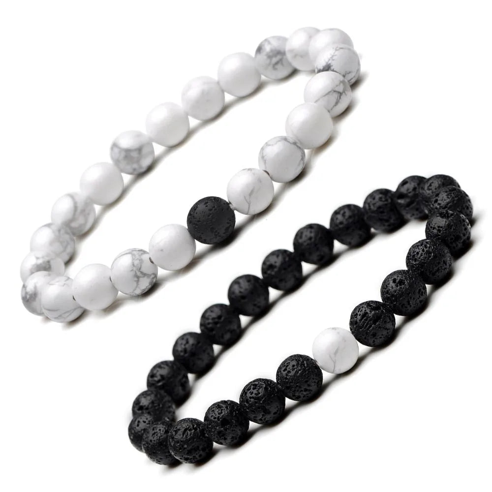 Factory Wholesale Lava White Turquoise Howlite Beads Bracelet for Women and Men Natural Stone Jewelry Couple Beaded Bracelets