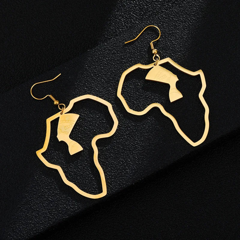 Pendientes Mapa African Map Big Earrings Exaggerate Larger  Africa Ornaments Traditional Ethnic Africa Shaped Earrings