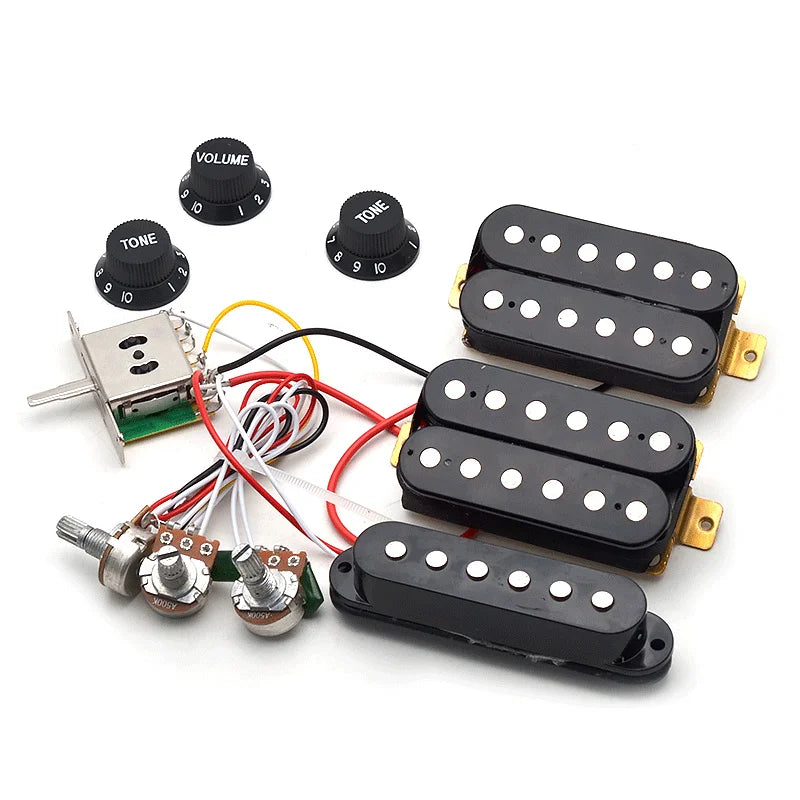 ST Guitar Wiring Harness HSH Prewired/5-way Switch 2T1V Black