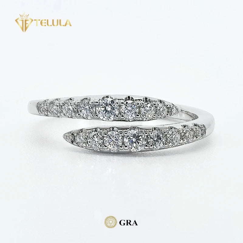 Open Adjustable S Shape Pave Band D Color VVS Moissanite Rings Jewelry 925 Sterling Silver Moissanite Ring
