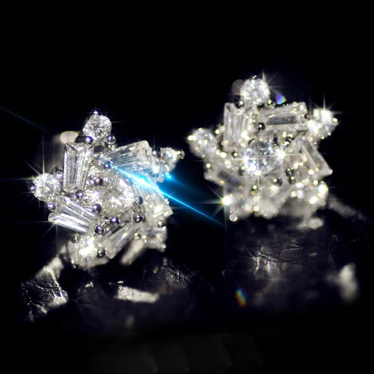 CAOSHI Flower Diamond Shiny Zircon Stud Earring Girls Top Quality Sparkling Clear CZ Silver Sweet Earrings Women