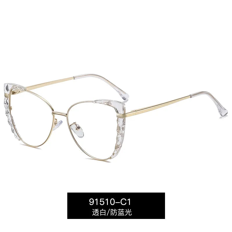 91510 New Women Optical Frame Small Size Metal Material Anti Blue Light Computer Glasses Eyewear
