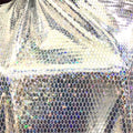 Silver Mirror IRIDESCENT 4 Way Stretch Hologram Square Foil Printing Fabric Disco Ball Fabric for Dress
