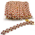 Customized Gold Metal Red Color Rhinestone Fringe Trim Sewing Rhinestone Trimming Chain for Carnival Feather Costumes Creation