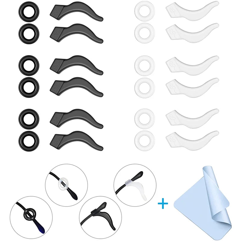 24PCS Premium Silicone Hook Simple Effective Anti-Slip Ear Grips for Eyeglasses Kids and Adults Sports Helper