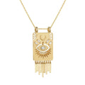 Gemnel Hot Selling Brass 18k Yellow Gold Diamond Marquise Evil Eye baguette Dangle Drop Necklace