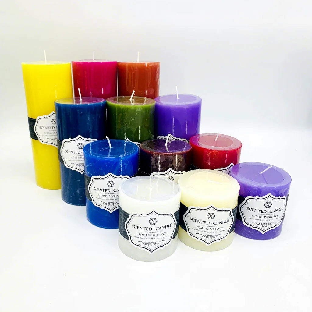 Factory Customization High-Temperature Pouring Vibrant Colors Flat Top Pillar Candle for Events & Retail Decoration Wedding
